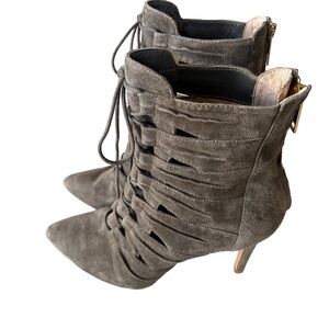 Joie Suede Gladiator Lace Up Stiletto Bootie Heels